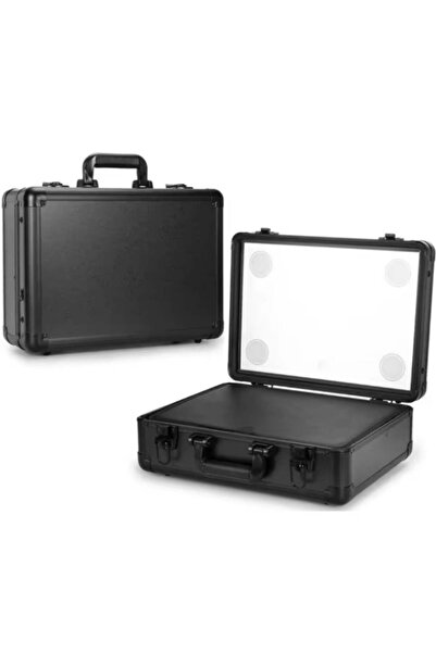 REXA R حقيبة مكياج للسفر - مجموعة مكياج تصفيف الشعر LED (أسود)