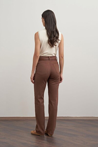ALLDAY Παντελόνι Gabardine με καφέ χρώμα