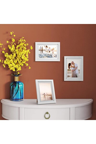 BIGTHREE White Wood Grain Picture Frame Set, 13 x 18 cm (Set of 4)