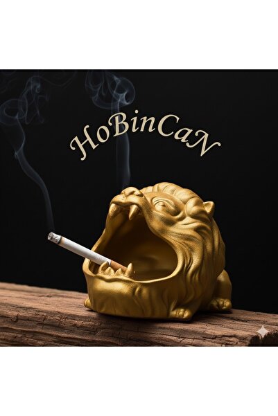 Pelirum منفضة سجائر الأسد |   منفضة سجائر من الخرسانة على شكل أسنان الأسد الذهبية المزخرفة