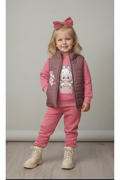 Nellino طقم رياضي للفتيات مع سترة منفوخة بسحاب وبنطلون سميك