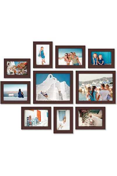 Americanflat مجموعة إطارات صور جدارية من خشب الماهوجني، مكونة من 10 قطع (8×10، 5×7، 4×6)