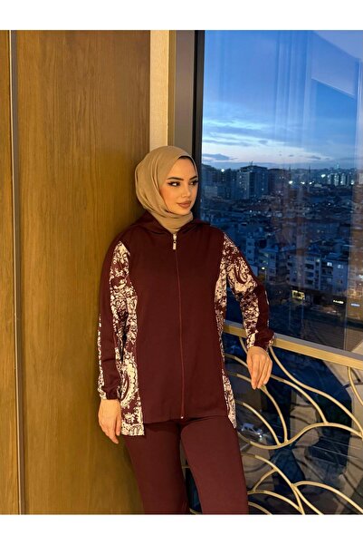 Moda Krash Modal Shawl Pattern Combined Cardigan Set