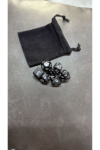 zerzembe DND Frp Zar Seti 7li Set Dnd Zarı Dungeons And Dragons Masaüstü Oyun Zarı SİYAH