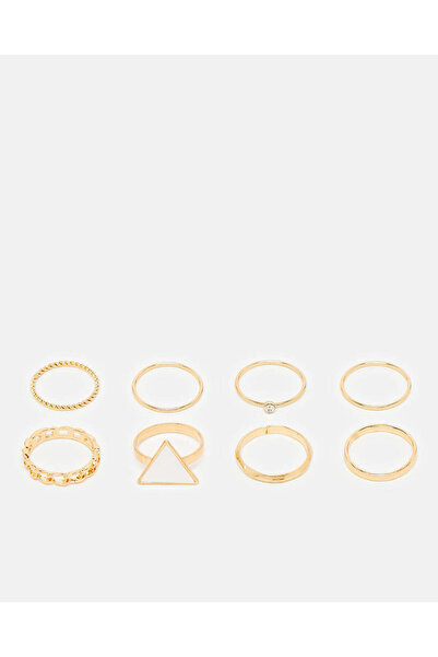 REDTAG Women Gold Embellished Rings (9 Piece)