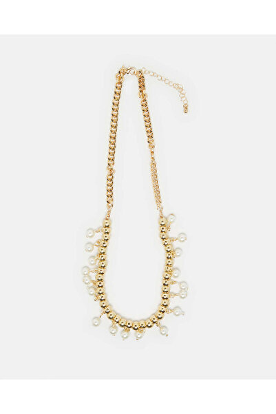 REDTAG قلادة نسائية ذهبية مزينة باللؤلؤ