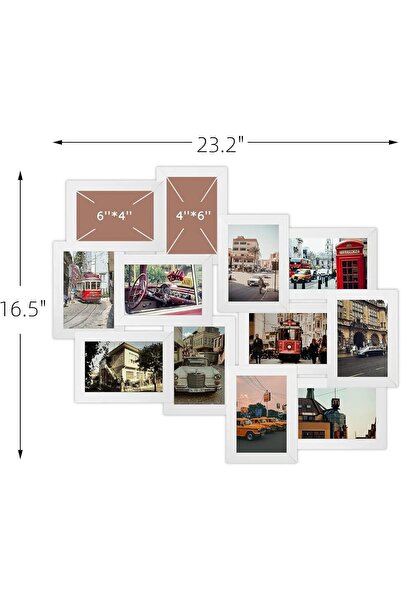 TOYBY 12-Opening 4x6 Photo Collage Frame - White