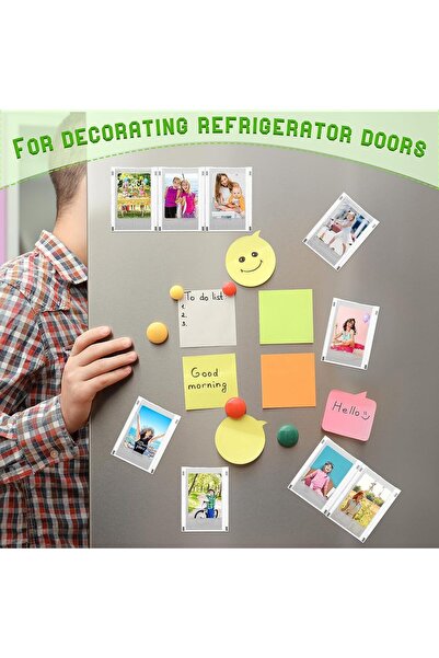 AZONEE Magnetic Photo Frames (4-Pack) - Clear ABS Magnetic Mini Frames for Instax