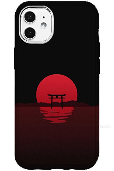 Turkuaz iPhone 11 Compatible Luxury Silicone Case with Special Sunset Door Design