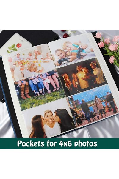 X SPRING Photo Album 4x6 Inch, 300 Pockets, Black PU Leather with Slip-in Pockets