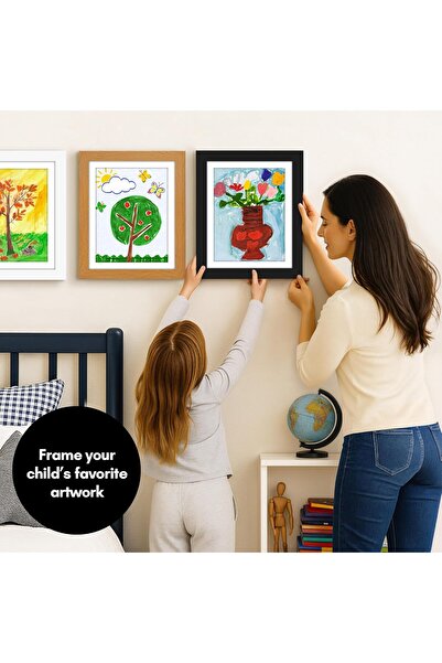 Americanflat 10x12.5 Kids Artwork Picture Frame in Black - Displays 8.5x11 with Mat