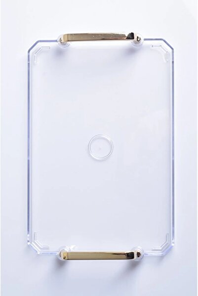 ŞURA MUTFAK 6 Pieces Turkish Coffee Presentation Tray with Gold Handles |   6-Piece Stylish Set 25X17Cm Transparent