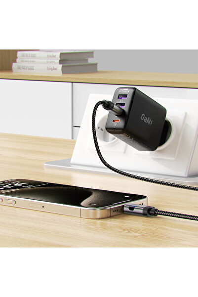 Acefast Charging Data USB-C to USB-C, 60W Fast Charging, LED Power Display, 1.2m Nylon Braided