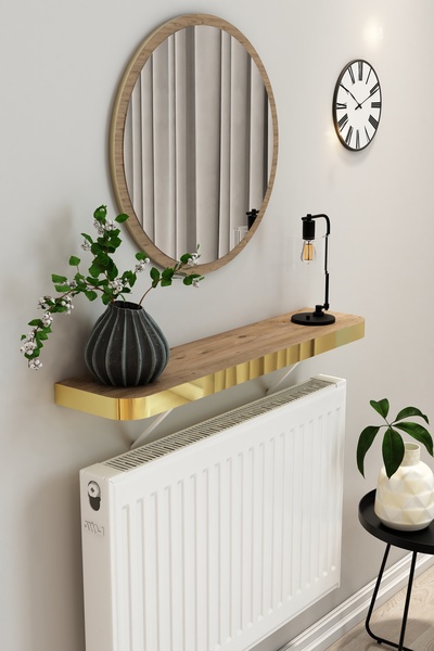 TALAŞTOZUM Atlantik Çam Gold Kalın Kenar Petek Üstü Uçan Raf & Dresuar Duvar ...