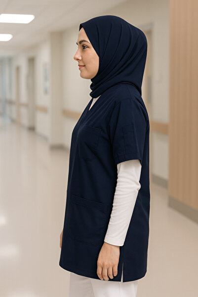 mirach Hijab Scrubs Wide Fit 4 Pocket Long Oversized Model 1. Quality Fabric Comfortable Working Uniform