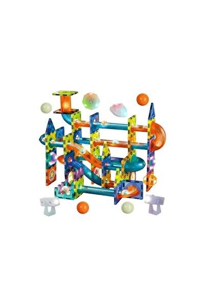 ISO TRADE Magnetic Blocks and Ball Track Set, 110 pieces, LED lights, multicolor, for children 3+ years