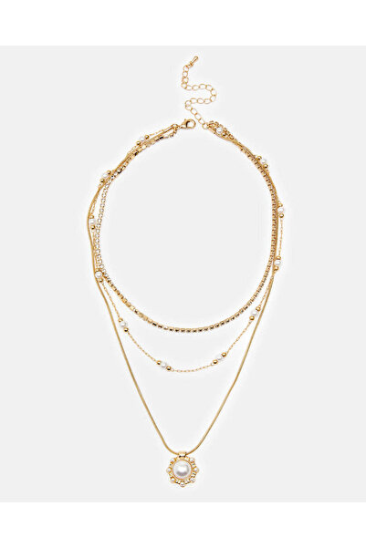REDTAG قلادة نسائية من الذهب متعدد الطبقات