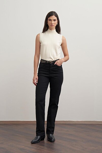 ALLDAY Black-Tube Leg Gabardine Trousers