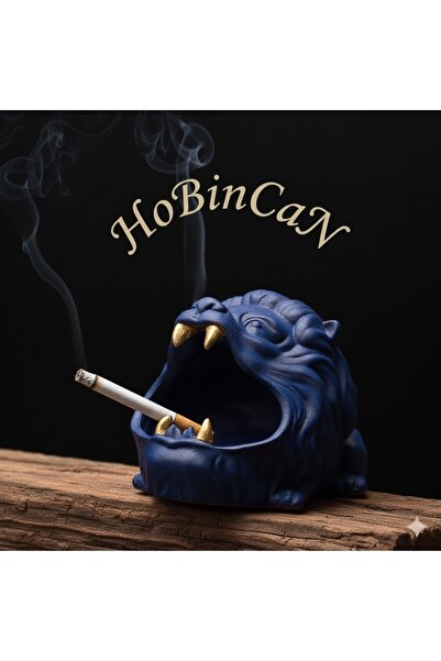 Pelirum منفضة سجائر الأسد |   منفضة سجائر من الخرسانة على شكل أسنان الأسد الذهبية المزخرفة