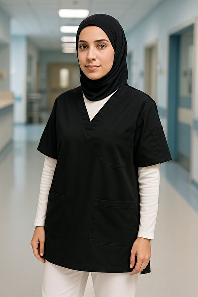 mirach Hijab Scrubs Wide Fit 4 Pocket Long Oversized Model 1. Quality Fabric Comfortable Working Uniform