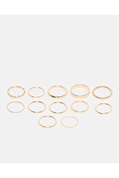 REDTAG مجموعة خواتم نسائية مزينة بالذهب (عبوة من 12 قطعة)