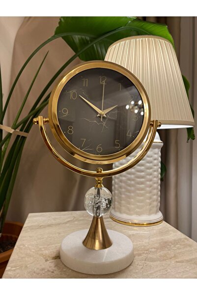 Sleep Nova Mermer Taşlı Kar Küreli Dekoratif Masa Saati