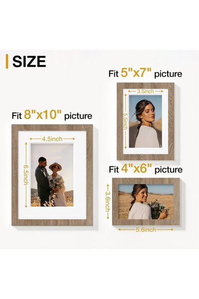 QUEENADA 10-Pack Picture Frames Collage with Glass (Brown)
