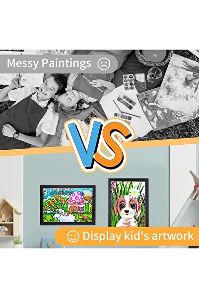 HIKKY 2 Pack Kids Art Frame, Front Opening, 8.5×11, Holds 50 pcs, White