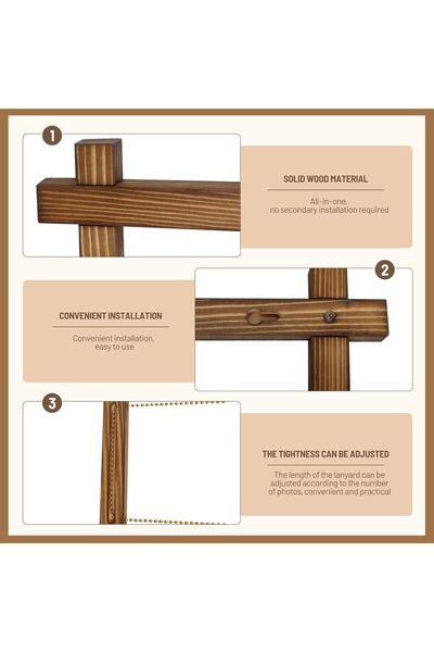 PHOENANCEE Photo Display Board With Clips - Picture Frame Collage (Carbonized Brown)