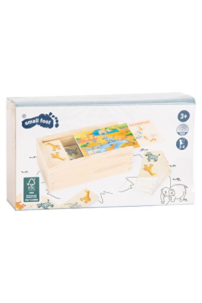 Small Foot Wooden Domino Game FSC® – Safari Animals, with Storage Box, 28 Pieces