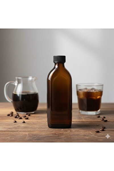 junibeliw 2Pcs Multi-Purpose Flat Amber Glass Cold Coffee Bottle Jar Shot 150ml Cold Brew 2X150Ml