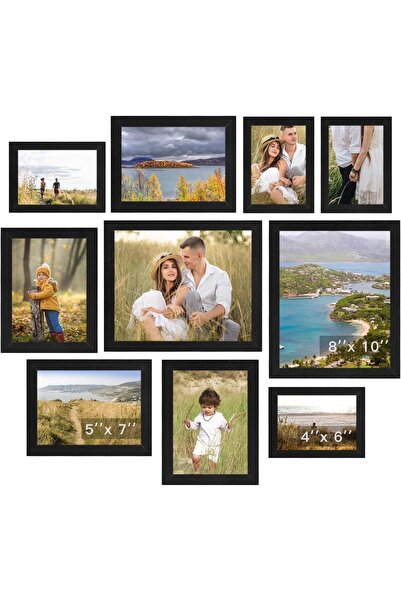 TOYBY مجموعة إطارات الصور السوداء (10 قطع) (8×10، 5×7، 4×6)