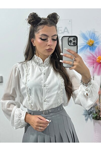 KATYDEA STORE Fustă gri plisată cu catarame Sorina