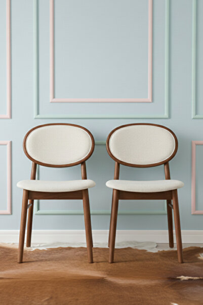 Woodenbend Medin Ceviz Rengi 2 liKayın Ağacı Döşemeli Sandalye Modern İskandi...