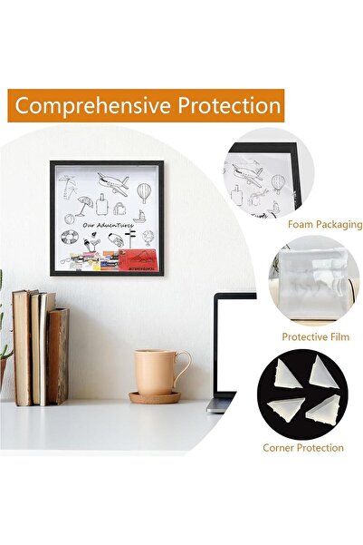 THE WHITE SHOP Adventure Travel Shadow Box (White, 12 x 12)