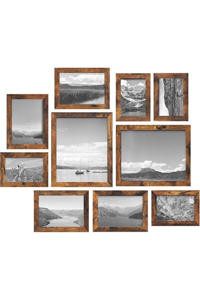 SONGMICS Picture Frames, 10 Pack Collage Set (Rustic Brown)