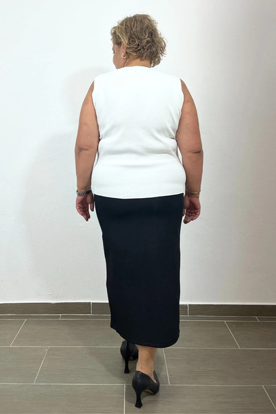 Mia Butik Plus Size Black Yanda Slit Skirt