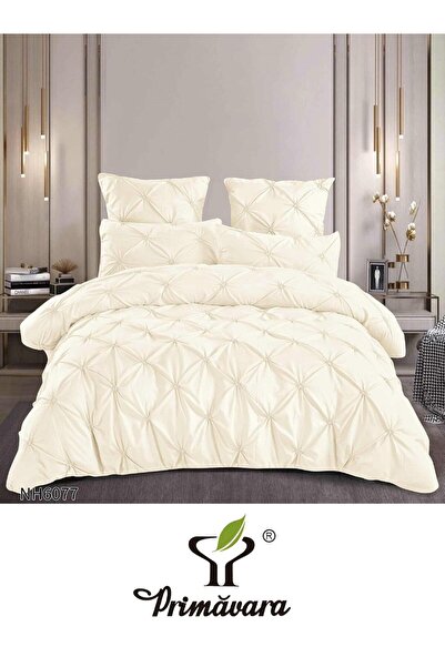 Primavara 6-PIECE DOUBLE BED LINEN IN FINE COTTON WITH EMBROIDERED PLEATS