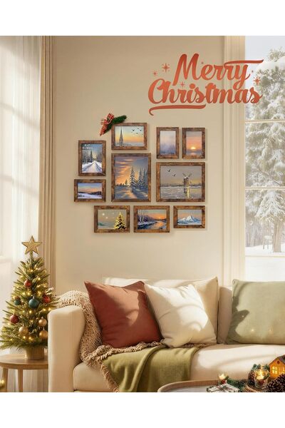 SONGMICS Picture Frames, 10 Pack Collage Set (Rustic Brown)