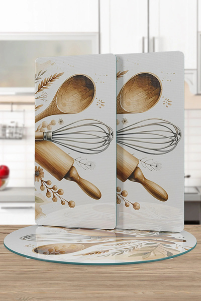 Decovetro Glass Presentation Serving Plate Set of 3 Round Kitchenware Patterned