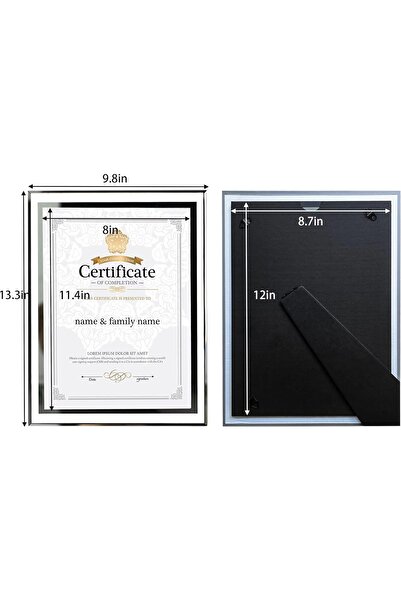 Generic Silver A4 Picture Frame Glass Certificate/Diploma Frame Photo Display Stand (2PCS)