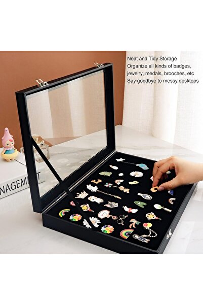 DAUB Pin Display Case, Dustproof Shadow Box Frame with Sponge Lining for Pin Collection