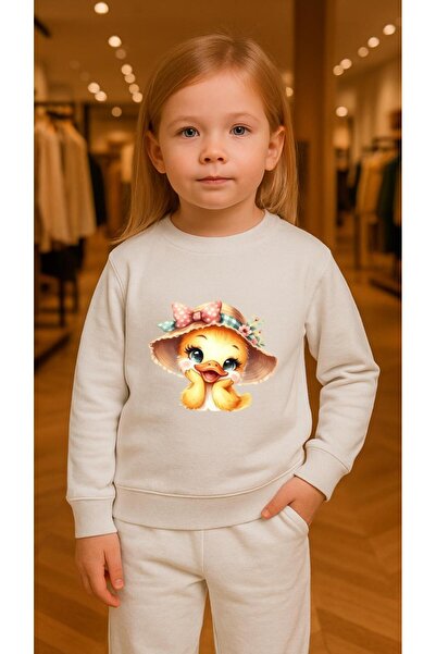 playwear Παιδικό Φούτερ Σετ TEKER CİVCİV με στάμπα για κορίτσια και αγόρια, μ...