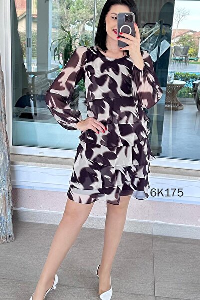 İnce Topuk Layered Chiffon Dress 6K175