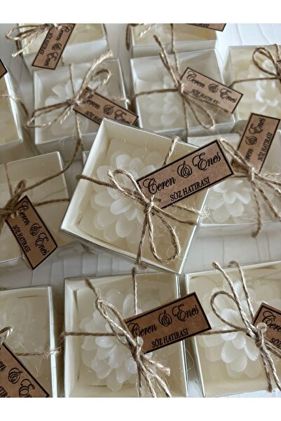 Keer'S Hobi 1 Adet Süslemeli Beyaz Kutulu Lotus Mum, Söz, Nişan, Düğün, Kına,...