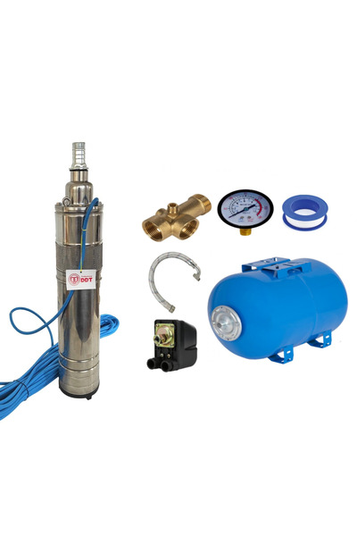 DDT Kit pompă de presiune 50L cu 1 pompă de apă submersibilă, QGD120, oțel in...