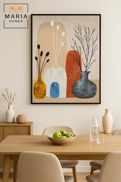 MARIA HOMES لوحة فنية جدارية تجريدية على شكل مزهرية حديثة - ديكور ملون ومحكم لغرفة المعيشة وغرفة الطعام 120*80 سم