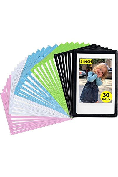 AZONEE إطارات صور مغناطيسية صغيرة الحجم مقاس 3 بوصات، عبوة من 30 إطارًا (ملونة)