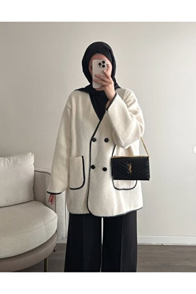 My City 40840 - Stylish Comfortable 4-Button Angora Women's Knitwear Long Cardigan