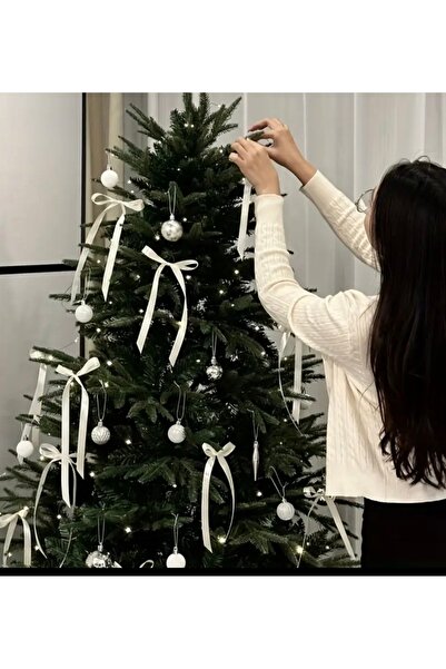 Çemrek Süs Parti Set de 10 funde albe pentru brad de Crăciun